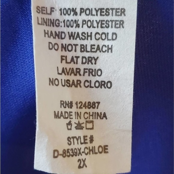 BLUE floral crepe faux wrap maxi dress plus 2X - Picture 8 of 9